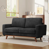 Vesgantti 68" Loveseat Sofa Black, Comfy Corduroy Couch with Spring Cushion and Solid Wood, Modern Extra Deep Seat for Bedroom, Living Room, Office