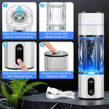 ADNELI Hydrogen Water Bottle 10,000+PPB - PPB Molecular Hydrogen Infusion - SPE/PEM Technology (Silver)