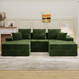 Living&Giving 101" U-Shaped Cloud Sectional Couch for Living Room, Cloud Boneless Couch-No Assembly with Reversible Chaise, Customizable 3-Seat Modular Sectional Sofa with 2 Ottoman, Green