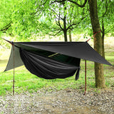 Portable Single Double Nylon High Strength Parachute Hammock Rainfly Set, Camping Hammock with Rain Fly Tarp and Mosquito Net Tent Tree Straps, Backpacking Hiking Travel Yard Outdoor Activities