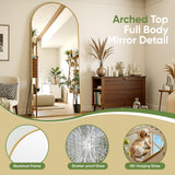 Furnbar Floor Mirror, 78"x38" Oversized Full Length Mirror with Stand, Arched Full Body Mirror Standing Hanging Leaning Against Wall, Aluminum Frame Giant Mirrors for Bedroom Cloakroom, Gold