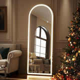 Easly 26x68 inch Full Length Mirror with Lights, LED Lighted Floor Standing, Hanging Full Length with Stand, Full Body Dressing Mirror with Dimmable 3 Color LED