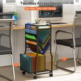 8 Tier Rolling File Cart with Hanging File Folder Organizer, Mobile File Organizer with 2 Sides Access Bookcase, Beside/Under Desk File Organizer Cart with Wheels for Office Home School Organization DAOUTIME