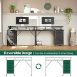 Huuger 47 Inch Computer Desk with Power Outlets and LED Lights, Gaming Desk with 4 Drawers,