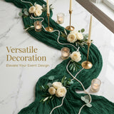 10 Pack Emerald Green 17 x 108 Inch Cheesecloth Table Runner - Boho Gauze Sheer Fabric for Wedding Baby Shower Party Home Decor