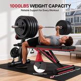 JOROTO Adjustable Weight Bench for Home Gym, 1000 LBS Foldable Incline Decline Flat Workout Bench with Leg Extension & Back Extension, Exercise Preacher Curl Bench for Full Body Training, Red MD55