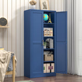 Polup 71" Blue Metal Kitchen Pantry Storage Cabinet with Doors and Shelves