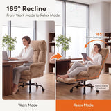 Teddy Fleece High Back Executive Office Chair with Flip Armrests (Brown)