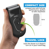 Wahl Compact Rechargeable Lithium Ion Shaver Kit with Hygienic Rinseable Foils & Cutter Bar with Dual Flexible Foils That Move with The Contours of Your Face - 7065
