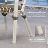 PURPLE LEAF Rattan French Bistro Armchairs Set of 2, White Finish, Brown