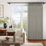 Macochico Extra Wide Pinch Pleated Sliding Door Curtains 150”Wx84”L with Tieback Natural Linen Privacy Curtain for Living Room Bedroom Home Office Light Filtering, Dark Grey, 1 Panel