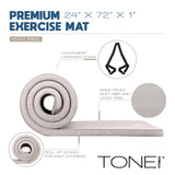 Tone Fitness Premium Extra Thick 1-Inch High Density Exercise Mat with Carry Strap – Non-Slip Workout, Pilates, and Yoga Mat for Home Gym - Color Beige - Diamond Pattern