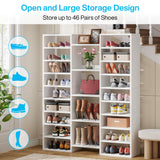 Tribesigns 14-Tier Shoe Rack, White Shoe Storage Cabinet with 22 Open Cubbies, 46 Pairs Wide Entryway Shelf for Shoes, Modern Organizer for Closet Living Room Entryway Hallway