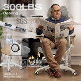 ELABEST X100 Ergonomic Mesh Office Chair with Footrest, Big and Tall Home Desk Chair with 5D Flip-Up Arms, Adjustable 3D Lumbar Support, Gaming & Executive Computer Chair (Foggy Morning)