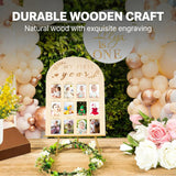 DegoCython Baby First Year Photo Board, Natural Wood, 16x12 Inches, Monthly Photo Display, Modern Farmhouse Style, Arch Shape, Tabletop Frame, Baby Photo Display, 12 Photo Slots