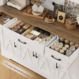 HOSTACK 71" Tall Kitchen Pantry Storage Cabinet, 55" W Kitchen Hutch, White