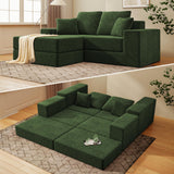 Cloud Modular Sectional Sofa, Comfy Boneless Couch for Living Room, Modern L-Shaped Couch with Reversible Chaise, Customizable Sleeper Sofa with Non Slip, No Assembly & Deep Seat, Green