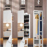 Hlixzoy A,Solid Wood Dressing Mirror Fitting Mirror Full Body Mirror Floor Mirror with Makeup Cabinet Hanger Integrated Storage Bedroom Home