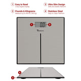 Detecto D133 Deluxe Modern Stainless Steel Body Weight Bathroom Scale, Digital LCD Display, 400lb Capacity