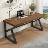 IBF Solid Real Wood Desk, Minimalist 47” Natural Wood Computer Desk, Rustic Desk for Home Office Writing Study