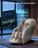 4D+3D Dual Mechanism Massage Chair Full Body, Zero Gravity Massage Chair Recliner with Segmented Dual SL Track, AI Fatigue Health Detection, 160° Flat Stretch, 8" HD Touchscreen & Voice Control,Brown