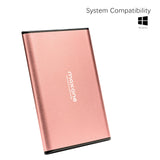 500GB Ultra Slim Portable External Hard Drive HDD USB 3.0 Compatible with PC, Laptop - Rose Pink Maxone