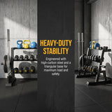 3-Tier Weight Rack, Dumbbell Kettlebell Rack 1100LB Capacity Weight Plate and Curl Bar Storage for Home Gym