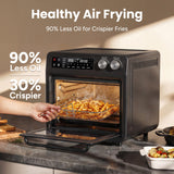 SMIRLY Digital Air Fryer Toaster Oven Combo, 27QT Convection Countertop Oven, 10-in-1 Multi-Function Fits 12" Pizza & 6 Slices of Toast, Stainless Steel, Black