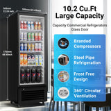 BODEGACOOLER Commercial Beverage Refrigerator, 290L Display Fridge with Soft LED Light, 264 Cans & 120 Bottles Commercial Merchandiser Refrigerator