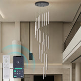 BESTWEST 118" Modern LED Chandelier, 25-Lights Dimmable High Ceiling Large Hanging Lighting Fixture for Loft Villa Living Room Stairs Foyer (Black, 25-Lights 19.7in)