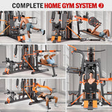 XGSW Multi-Function Home Gym Workout Station, Featuring a Pulley System, arm Trainer, and Leg Trainer for Full-Body Workouts. (L03-3【154LBS】 Fitness Station+Cast lron 308LBS)