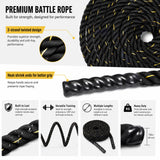 Fitvids Battle Rope 1.5Inch 2 Inch Diameter Poly Dacron 30 FT – 40 FT – 1.5-Inch, 30FT – Black