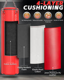 ASBRAVO Punching Bag for Adults, 4ft PU Heavy Boxing Bag Set 12OZ Gloves for MMA Muay Thai Kickboxing Training Home Gym, Martial Art (Unfilled)-Red