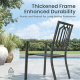 PHI VILLA Patio Dining Set, 4 Stackable Chairs& Square Metal Table