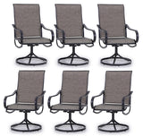 PHI VILLA Swivel Patio Dining Chairs Set of 6, Textilene Mesh Fabric, Brown