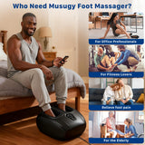 Musugy Shiatsu Foot Massager with Heat : 2026 Upgraded Deep Kneading Foot Massager Machine with Vibration & Compression for Plantar Fasciitis & Neuropathy - Relax for Office Home Use, Black