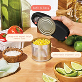 Battery Operated Electric Can Opener with Automatic Cutting for Hands Free Kitchen Use (Black)