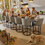 Ollega 26" Grey Counter Height Bar Stools Set of 6, Anti-Pinch Swivel