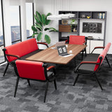 Waiting Room Bench, Office Furniture Reception Chairs with Arms (Red&Black,3 Seat) wonline