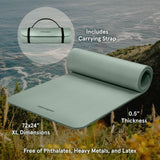 Retrospec Solana Yoga Mat 1/2" Thick w/Nylon Strap for Men & Women - Non Slip Excercise Mat for Yoga, Pilates, Stretching, Floor & Fitness Workouts, Sage Retrospec