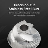 On The Go 135 Manual Coffee Grinder - Stainless Steel Conical Burr with Adjustable Setting, Double Bearing - Max Capacity 0.88oz, Hand Grinder for Home, Travel and Camping, and Gift