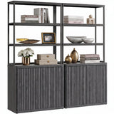 SICOTAS 71" Tall Book Shelf with Doors 5 Tier Bookshelf Bookcase