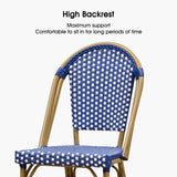PURPLE LEAF Bar Stools French Rattan 30" Set of 2 Island, Royal Blue