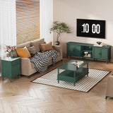 ARTPOWER Coffee Tables for Living Room, Wooden Coffee Table with Storage, Open Display Area and Storage Drawers, Retro Rectangle Coffee Table, Green