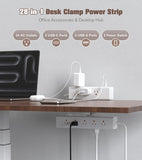 Dual Layer Desk Clamp Power Strip, 24 AC Outlets & 65W USB-C, 6FT Cord