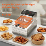 OSTBA Deep Fryer with Basket, 10.36QT Deep Fryer, 1600W Stainless Steel Commercial Deep Fryer with Adjustable Temperature 140–390℉, Removable Basket & Oil Tank