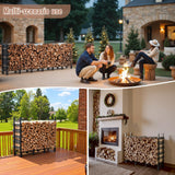 Benass Outdoor Firewood Rack with Cover 8FT,Heavy Duty Fire Log Stacker Stand for Wood Storage with 600D Oxford Waterproof Cover,Indoor/Outdoor Firewood Holder for Fireplace, Patio,Black