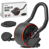 DMoose Fitness Ab Roller Wheel with Elbow Support & 2 Knee Pads - Abdominal Exercise Trainer for Core Strength Training - Ultimate Abs Workout Equipment (Black)
