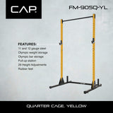CAP Barbell Power Rack with Pull Up Bar & Attachments - Squat Rack & Strength Training Power Cage for Home Gym - Yellow