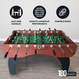 Hathaway Metropolitan 54 inch Foosball Table Adult Size for Family Game Rooms - With Smooth Playfield, Dual Abacus Scoring, Weighted Players, Sturdy Leg Levelers & 2 Foosballs - Cherry Finish